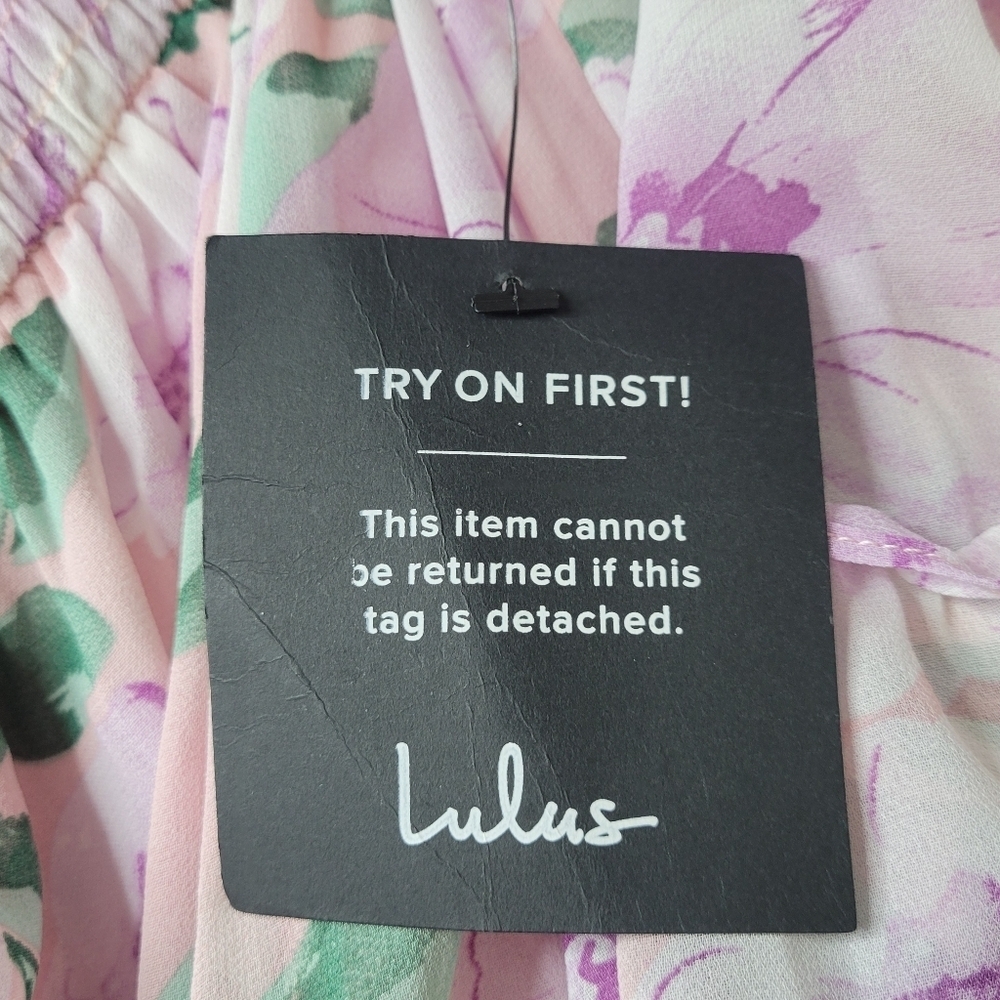 Lulus Chance For Us Maxi Dress Sz L Pink Floral Chiffon Off Shoulder Ruffles New - Picture 9 of 13